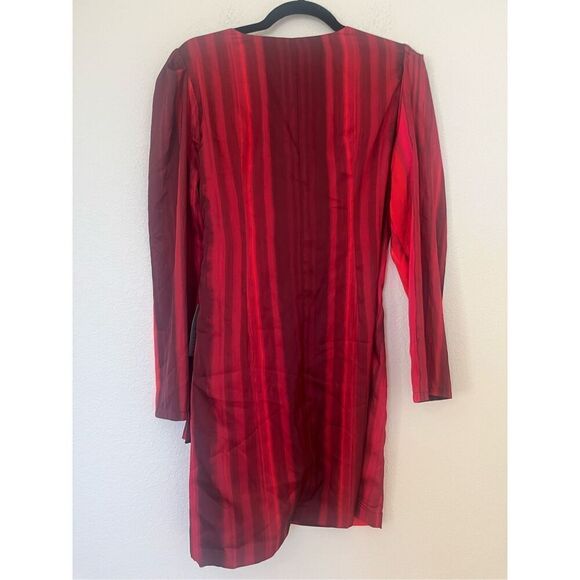 Socialite Stripe Long Sleeve Satin Wrap Dress NEW NWT - Picture 8 of 12